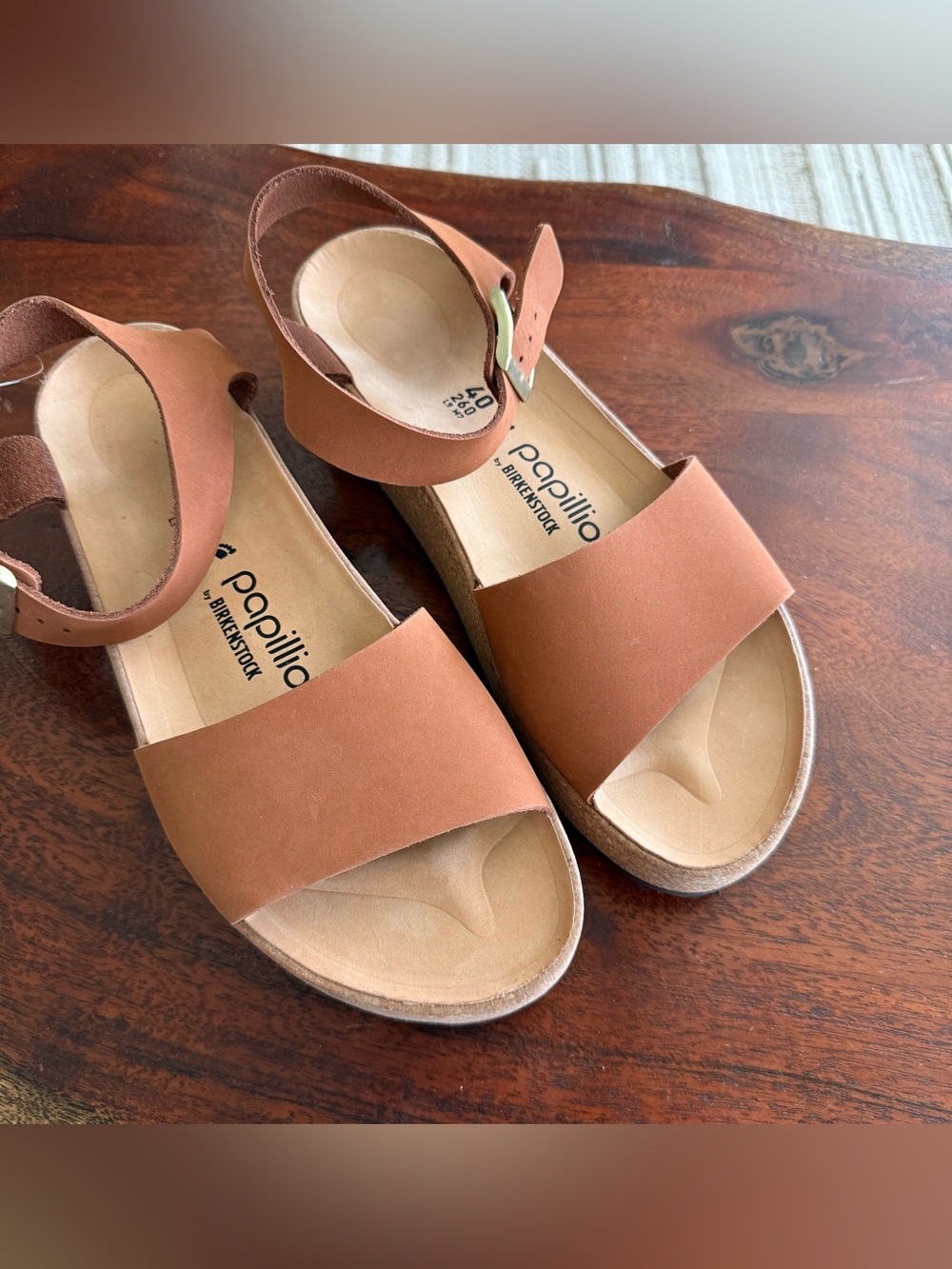 Birkenstock Papillio Geneva Women’s Brown Ankle-Strap Cork Sandals - Picture 2 of 5